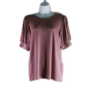 Daily Ritual - Short Sleeve, Round Neck, Mauve Casual Top - Medium